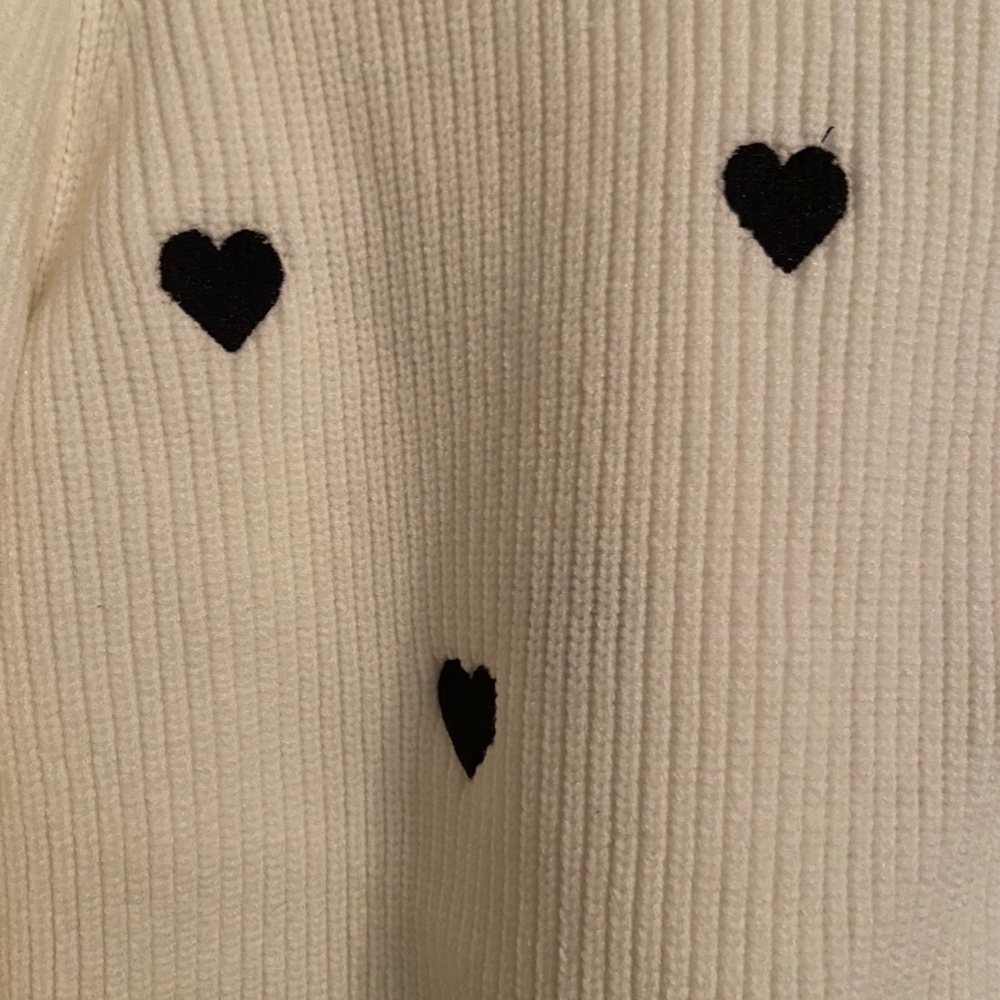 Anthropologie sweater hearts black & white women's L never worn NWT lace collar - Picture 10 of 10